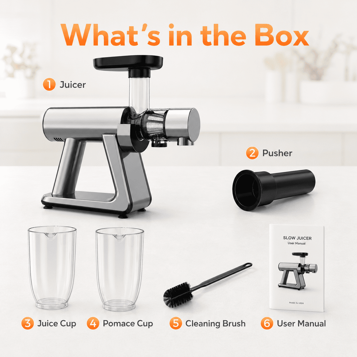 NICWIN Masticating Cold Press Juicer Machine, Slow Juice Extractor with Upgraded Fine Filter for Vegetables and Fruits, High Juice Yield & Easy to Clean, Gray
