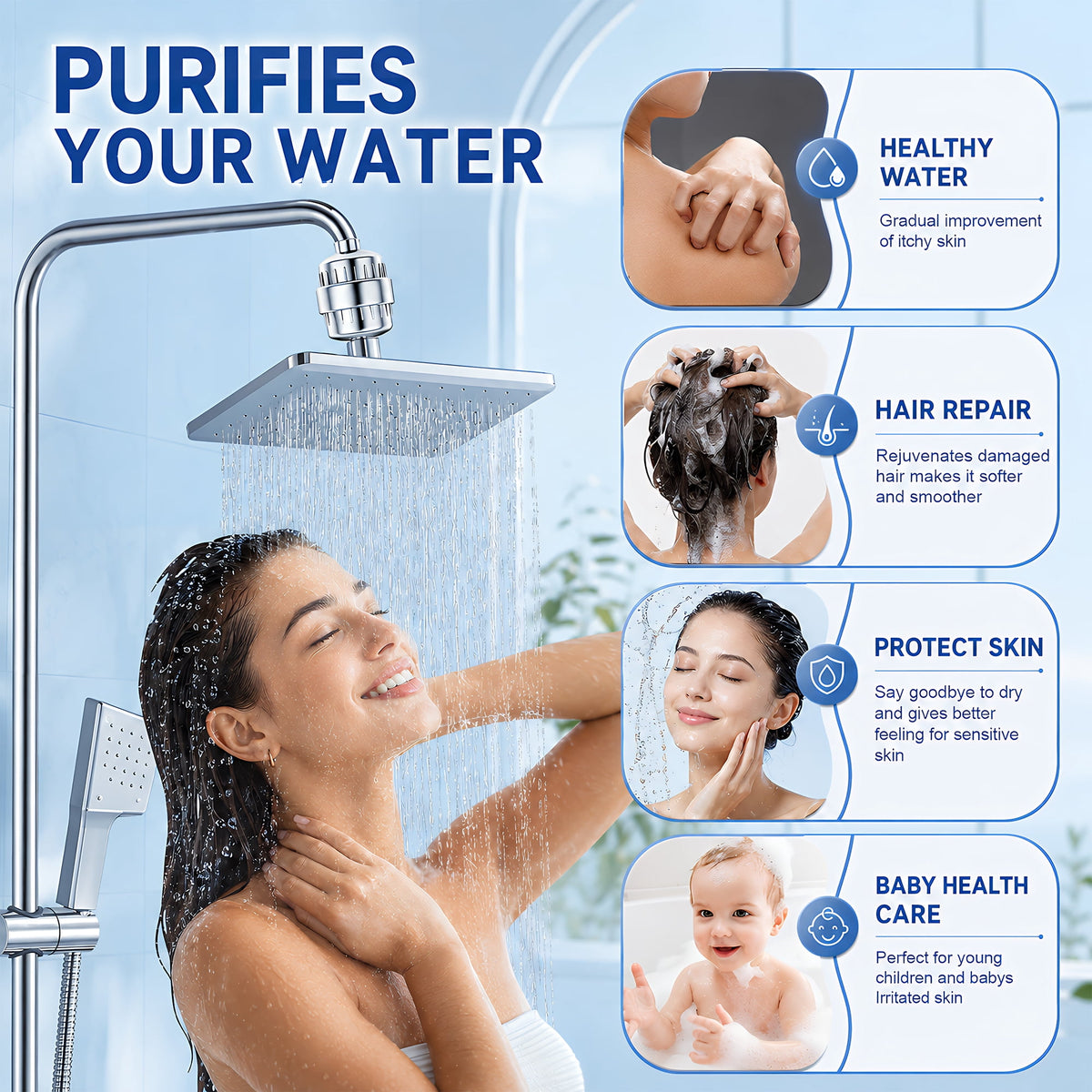 YTAKY Shower Filter Replacement,4 Pack 25-Stage Filtration,Universal Fit,High Water Flow,Gentle on Skin and Hair,Removes Chlorine Fluoride for Hard Water